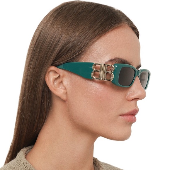 NEW BALENCIAGA SUNGLASSES BB0096S 006 GREEN WOMEN SUNGLASSES - Picture 6 of 13